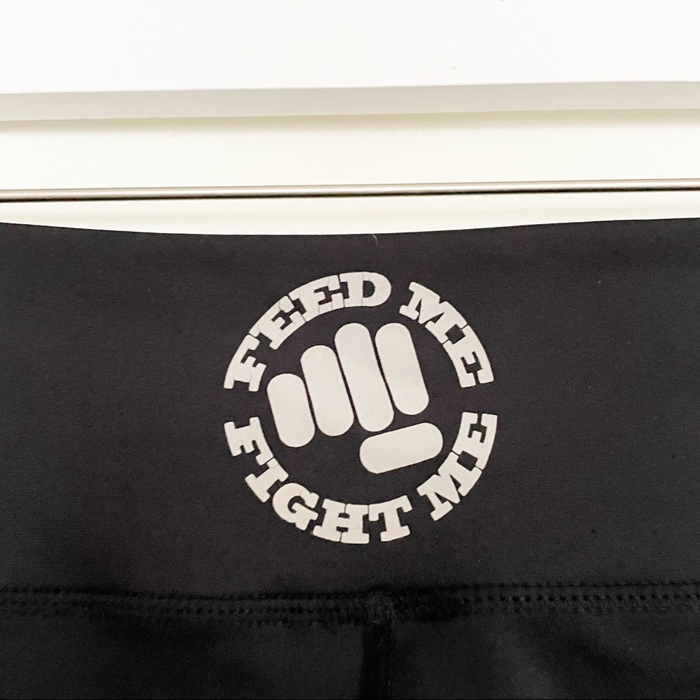 Feed Me Fight Me FMFM Black Green Mesh Color Block Leggings Size Small CrossFit - Picture 8 of 8